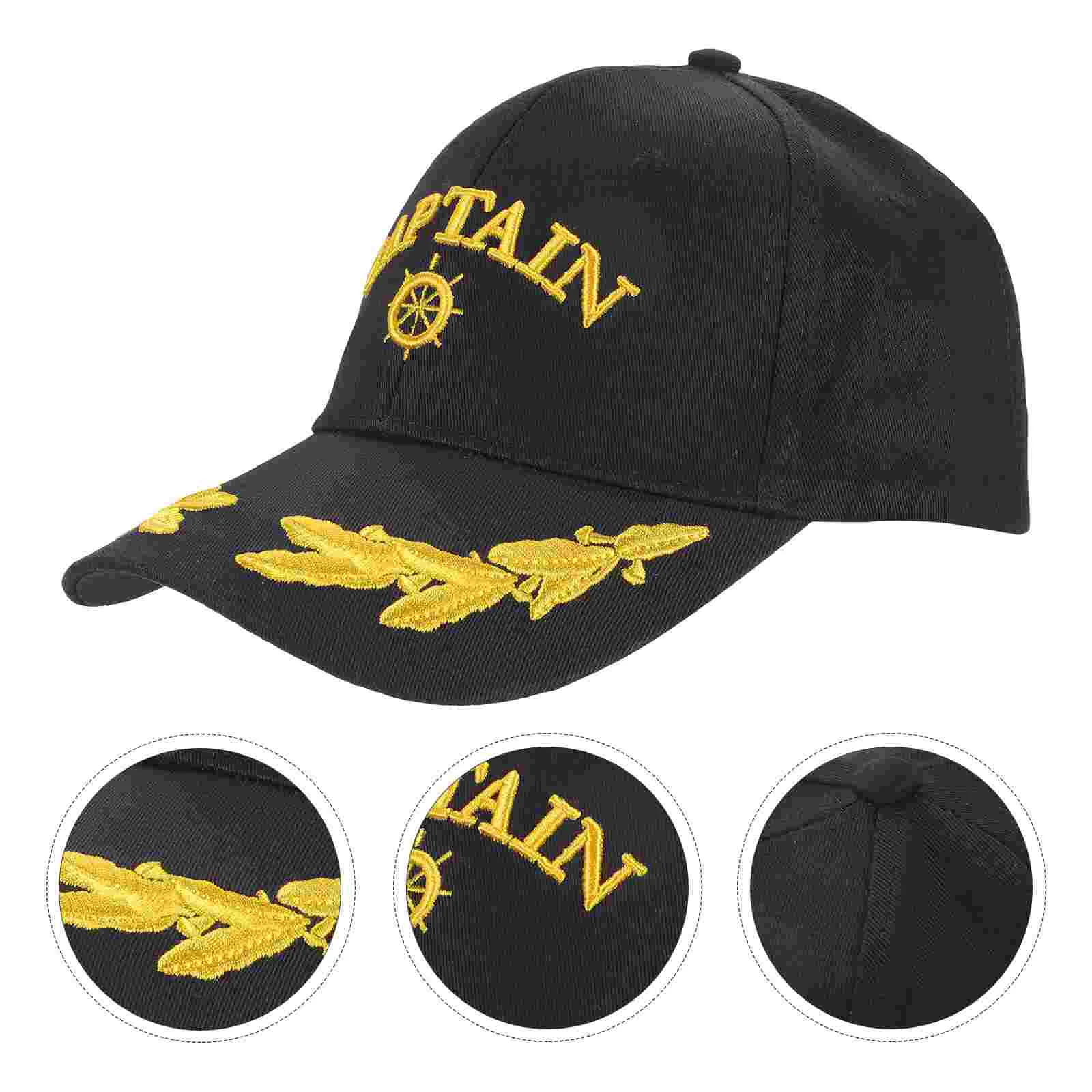 Captain Hat Black Baseball Sun Peaked for Women Visor Dad Boating Hats Cotton Adjustable