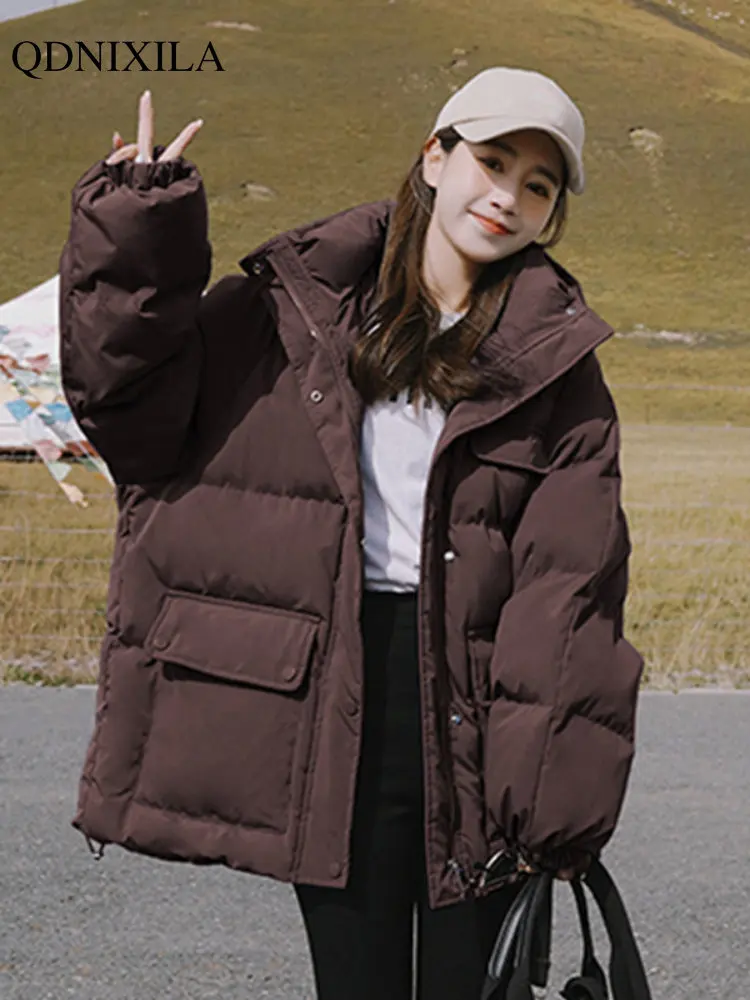 2023 Winter Women's Parkas Cotton Coats Hooded Short College Style Korean Fashion Down Cotton Jacket Female Clothes Very Warm