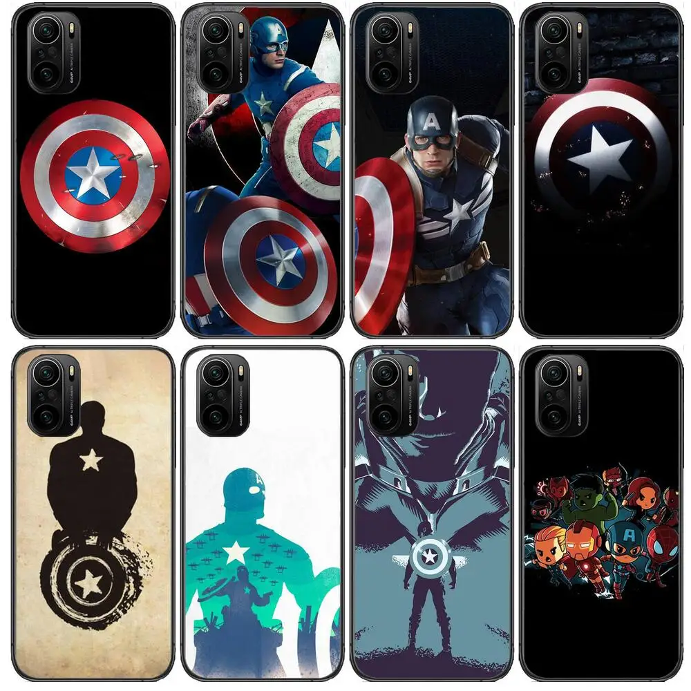 

Marvel Captain America Phone Case For xiaomi redmi POCO F1 F2 F3 X3 Pro M3 9C 10T Lite NFC Black Cover Silicone Back Prett mi 10