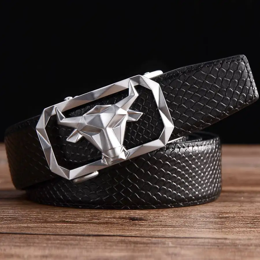 Leather Belts for Men Men's Leather Ratchet Dress Casual Jeans Belt with Automatic Buckle Width:35mm Black\Coffee