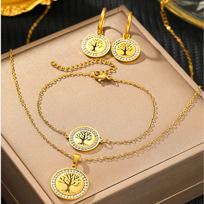 Комплект из колье серёг и браслета нержавеющей стали