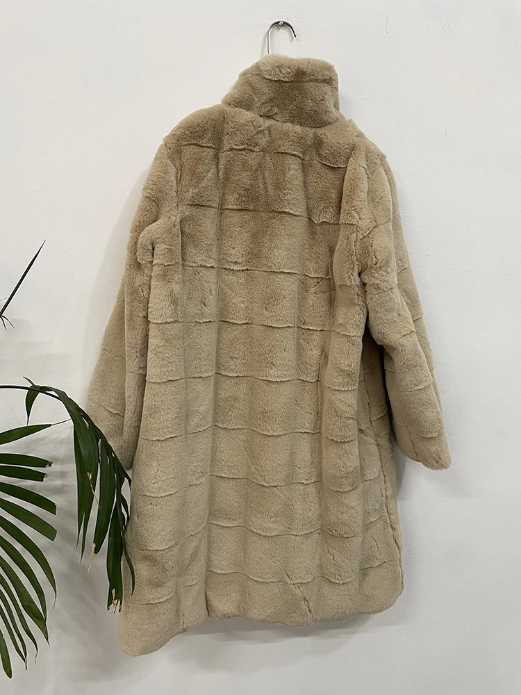 UCXQ Элегантное женское пальто из искусственного меха нежное свободное