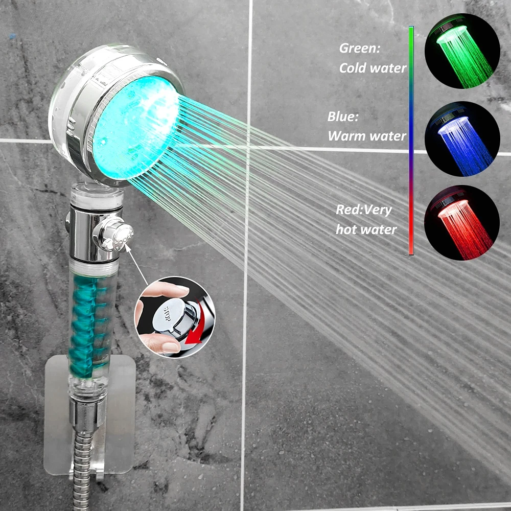 

Головка для душа светодиодный датчик температуры изменения цвета высокое давление экономия воды душ с паузой ручной ванной душ