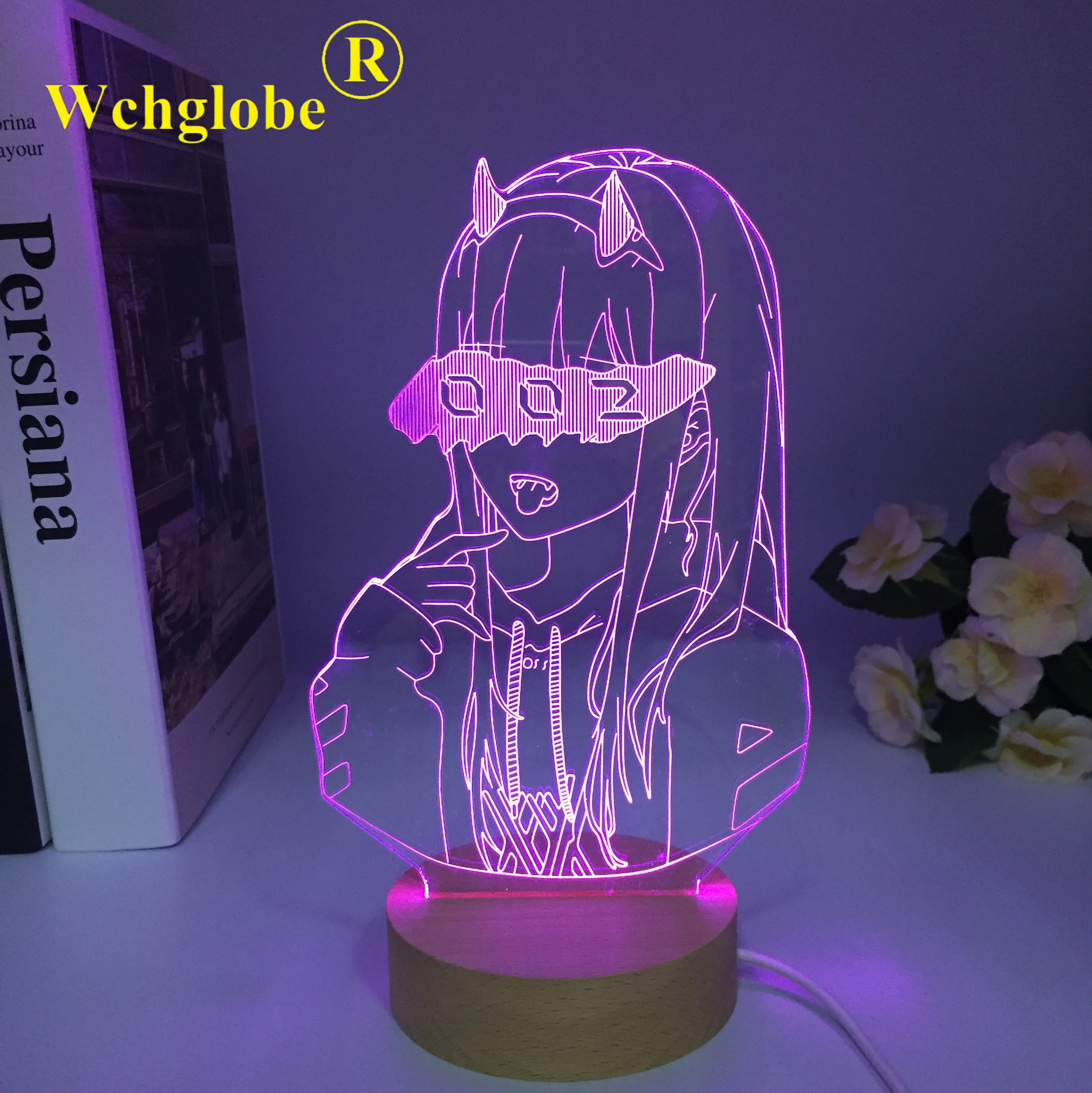 

Zero Two Wooden 3d LED Lamp Figure Nightlight Kids Child Girls Manga Gift Darling In The Franxx Wood Decor Night Light Lamp