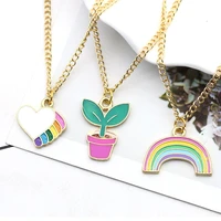 cartoon colorful love rainbow dainty fairy witch necklace creative color oil dripping merry christmas womens accessoires girl