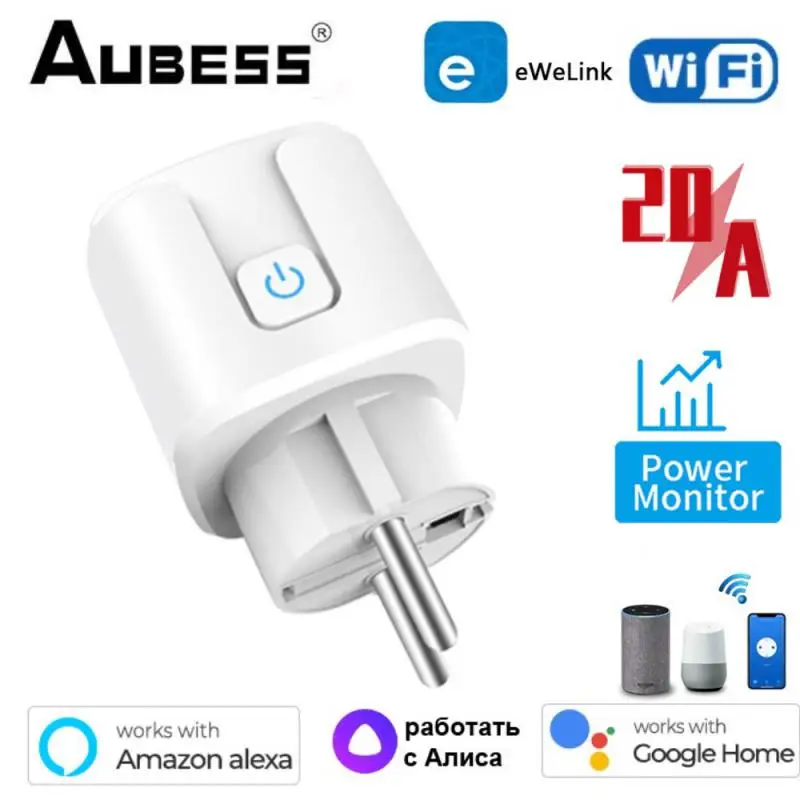 

eWelink WiFi Smart Socket 20A EU With Power Monitoring Smart Scene Timing Remote Control Work with Alexa Google Home Alice
