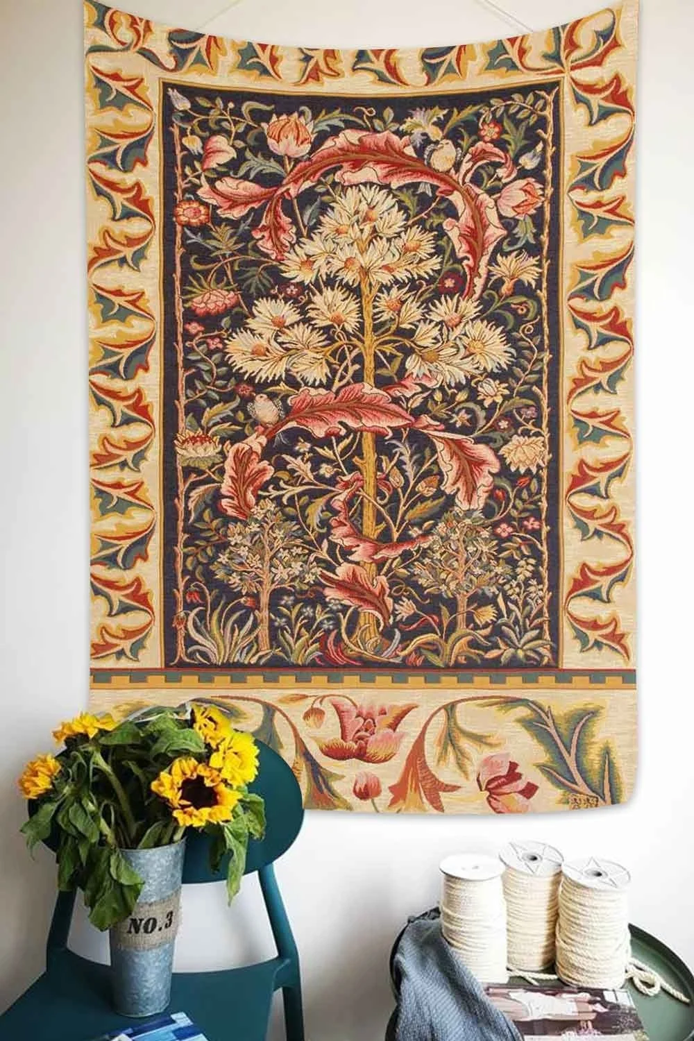 

Simsant Abstract Flower Tapestry Pumpkin Lamp Night Sky Art Wall Hanging Tapestries for Living Room Bedroom Home Dorm Decor