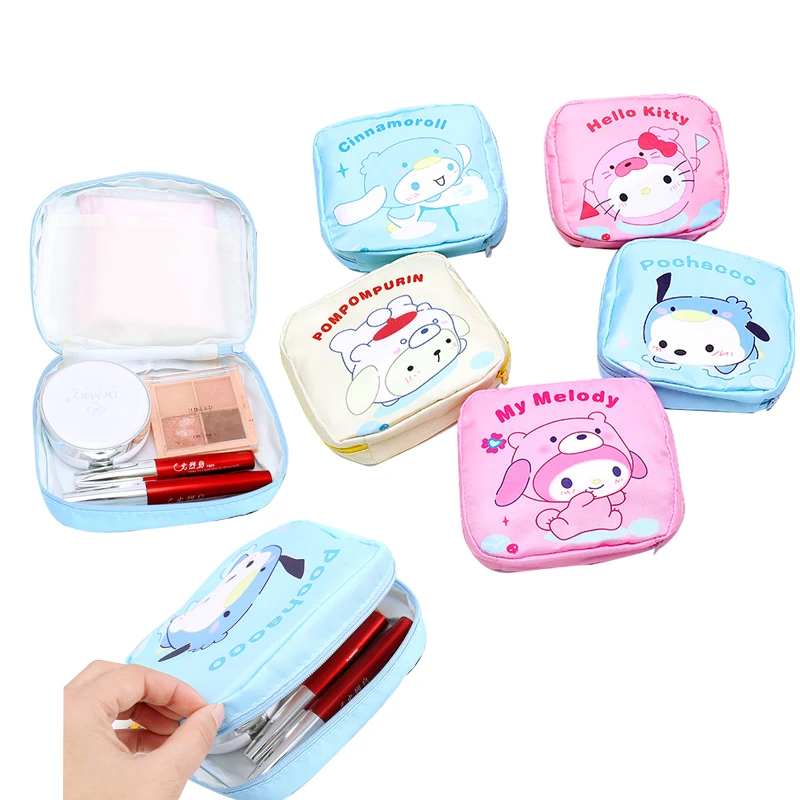 

Sanrioed Anime Cartoon Meisje Portemonnee Cinnamoroll Kuromi Pom Pom Purin Kawaii Portable Makeup Bag Coin Purse Voor Girl Kid