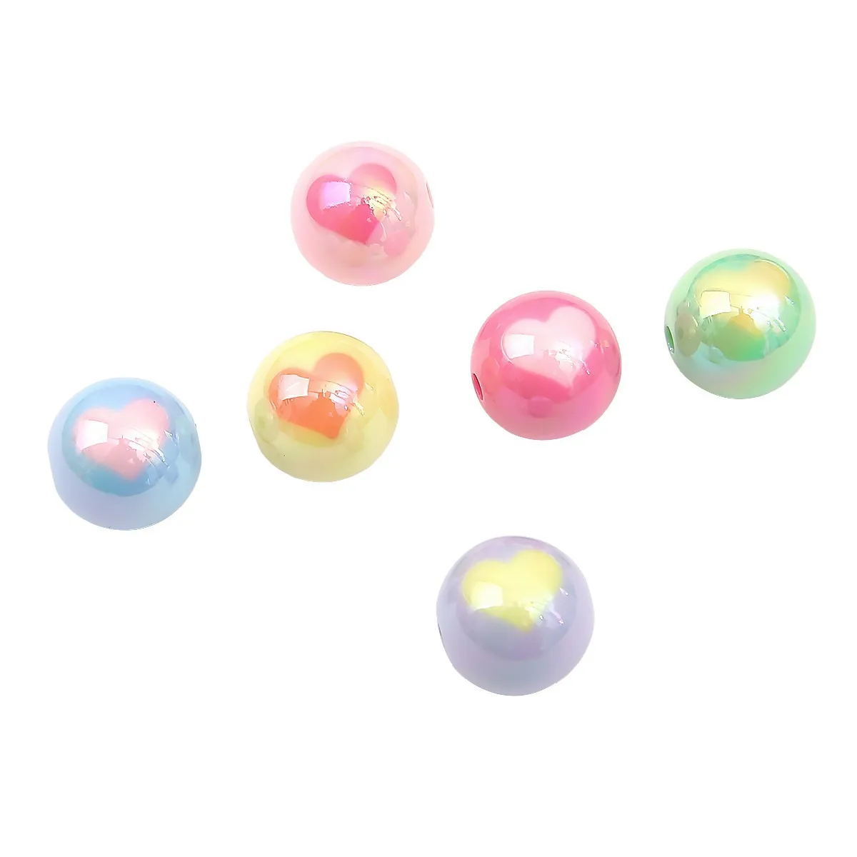 10Pcs 14/16mm Acrylic Beads Smooth Love Heart Round Beads Handmade Necklace Bracelet For Jewelry Making Supplies DIY Accessories