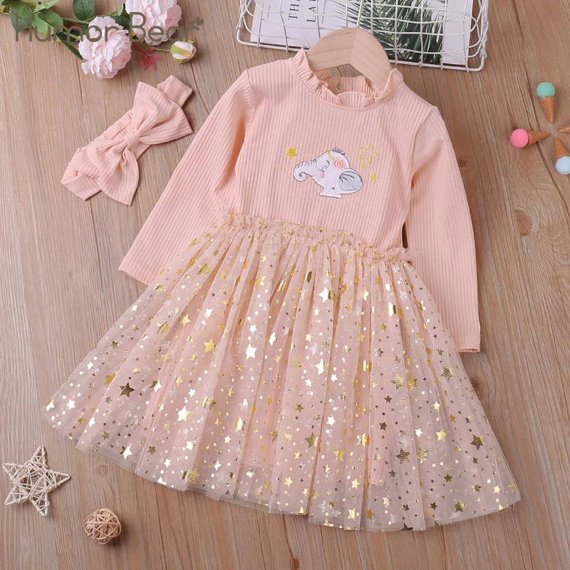 

Платье с длинным рукавом для девочек, с мультяшным принтом