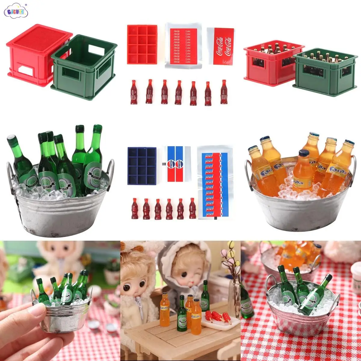 

1:12 Кукольный домик, мини-пиво, семейная коробка, набор для имитации напитков, коробка для бара, дома, кухни, декоративные игрушки