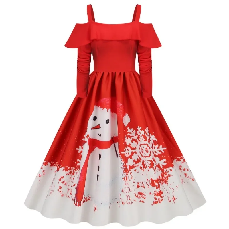 Зимние рождественские вечерние платья в стиле ретро женский халат 2024 осеннее