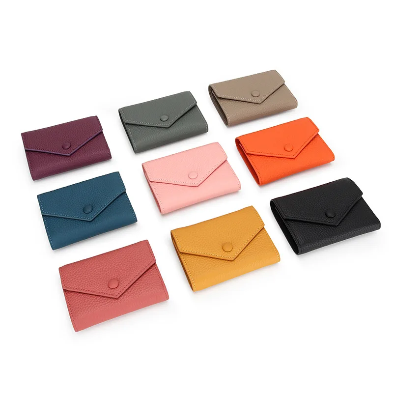 URBAN MASTER Short Women SimpleTrifold Cowhide Wallets Fashion Envelope Coin Purse Female SlimCard Holder Genuine Leather