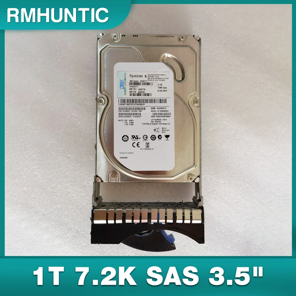 For IBM Server Hard Disk X3650M2 M3 42D0777 42D0778 1T 7.2K SAS 3.5