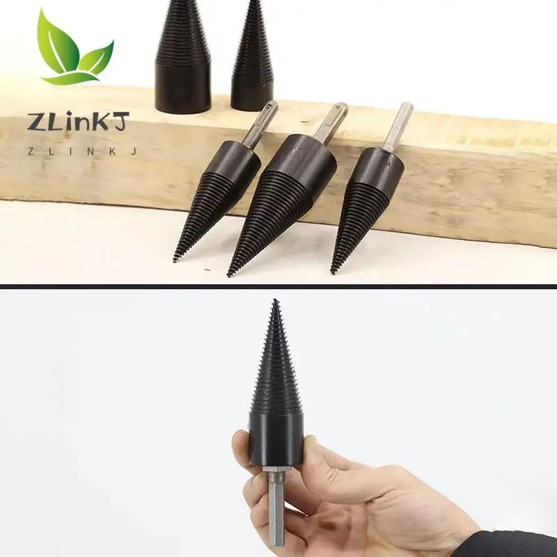 

42mm Firewood Splitter Drill Bit Round/Hex/Triangle Shank Wood Cone Reamer Punch Driver Drill Bit Split Drilling Tools