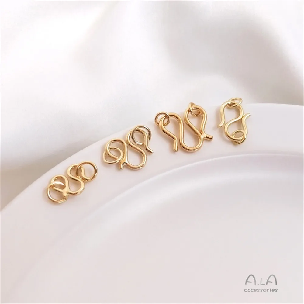 

14K Gold Filled Plated M buckle bracelet necklace W link buckle S shape end hook button DIY jewelry accessories materials