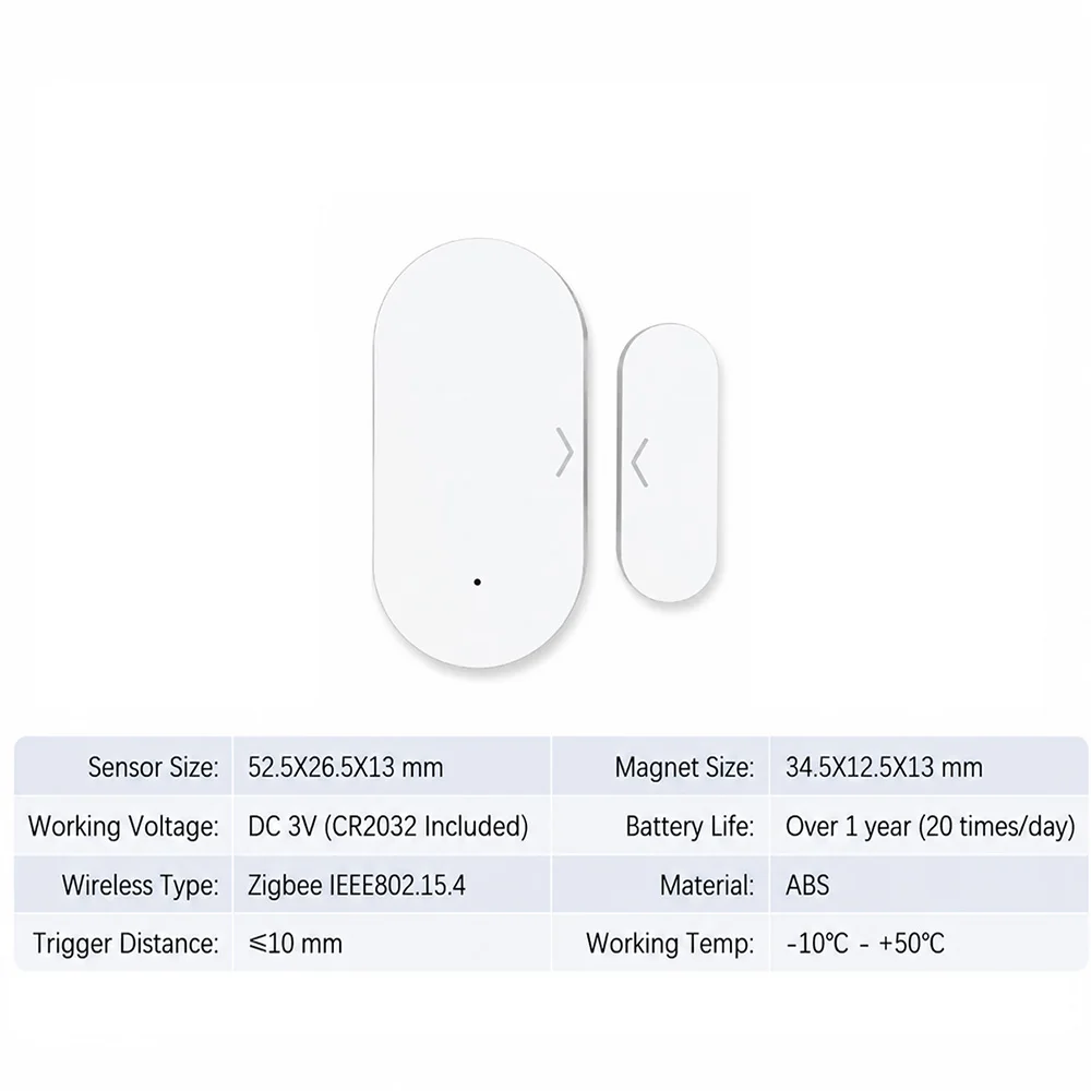 Датчик открытия дверей и окон Zigbee 3.0, магнитный контактный датчик сигнализации, датчик безопасности для умного дома, совместим с Home Assistant, Zigbee2MQTT, ZHA, Alexa (art.: 3920dcb178e08) - 3920dcb178e08