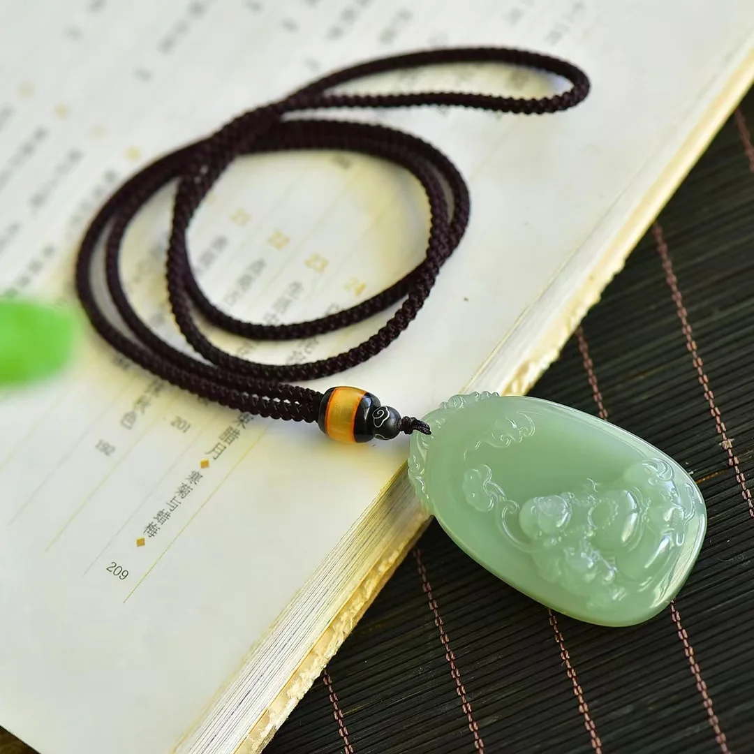 Голубой и белый нефритовый подвеска Hetian на удачу долговечность здоровье 1510 #