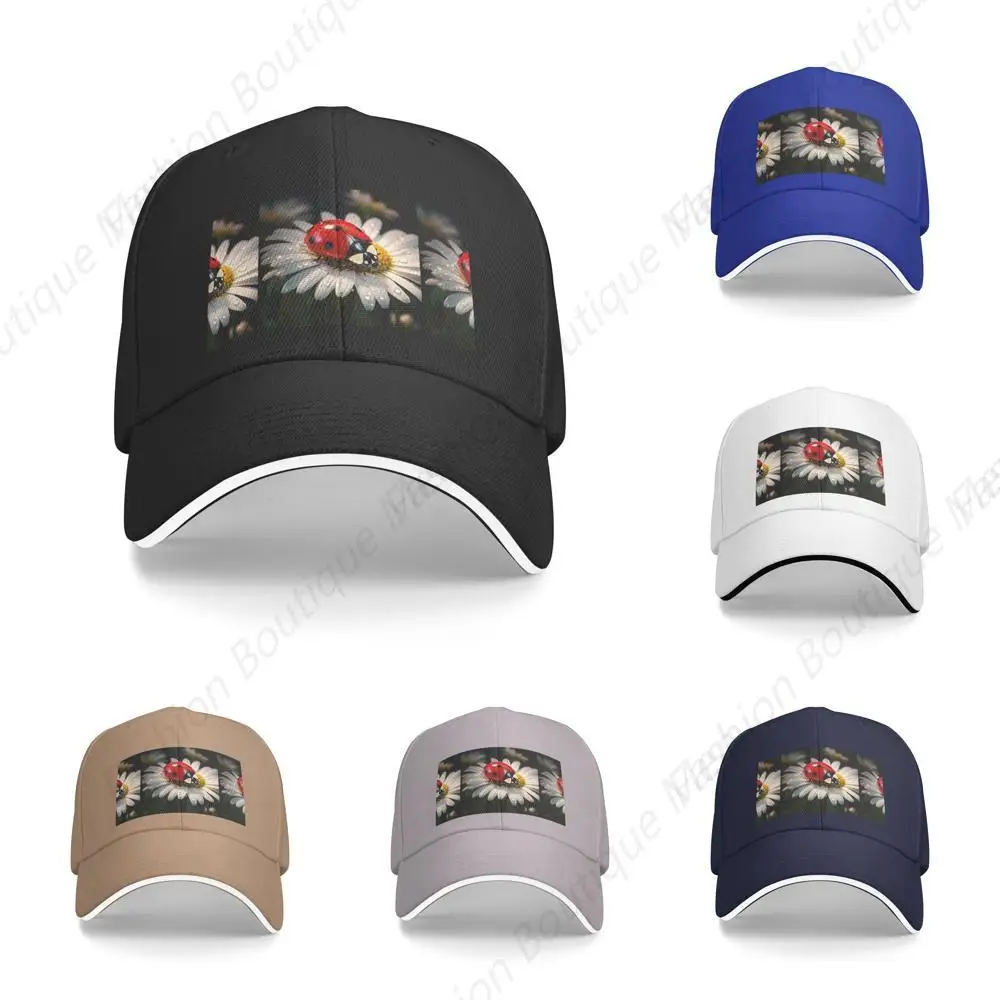 Кепки с натуральным божьим коровкой и цветочным принтом фуражки шляпа