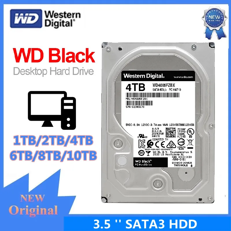 Western Digital WD Black 1TB 2TB 4TB 6TB 8TB 3.5 '' SATA3 HDD High Performance Desktop Hard Disk Drive Game Hdd 7200RPM 6Gb/s