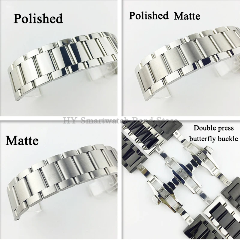 Ремешок для часов из нержавеющей стали 16 мм 18 20 21 22 24 26 полированный ремешок с