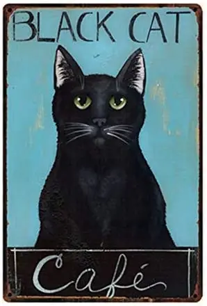 

Металлический жестяной Ретро Знак Винтажный Черный кот алюминиевый знак для дома кофе Настенный декор 8x12 Inc