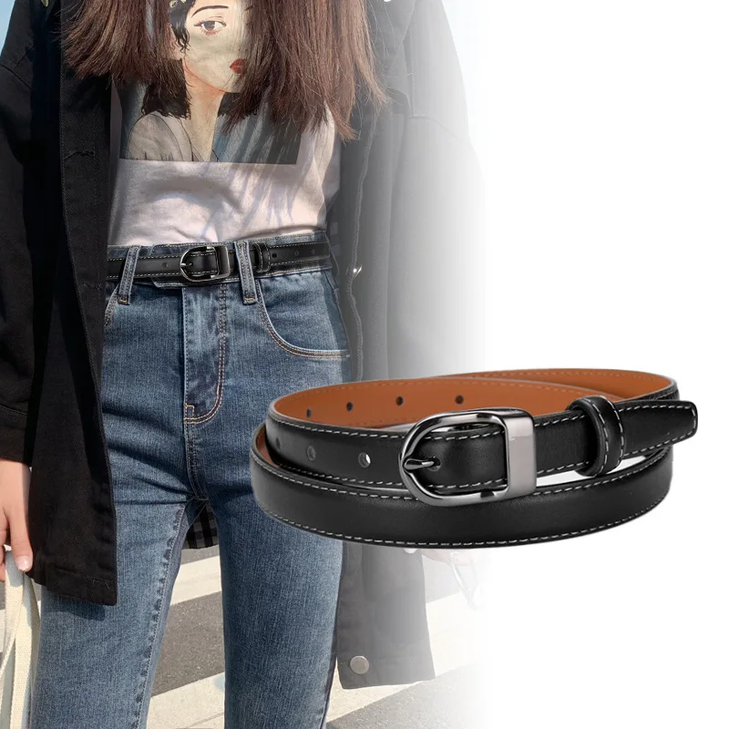 Luxury Top Layer Cow Leather Belt Women's Simple Decorative Jeans Belt Versatile Fashion Leather Casual Designer Thin Belt