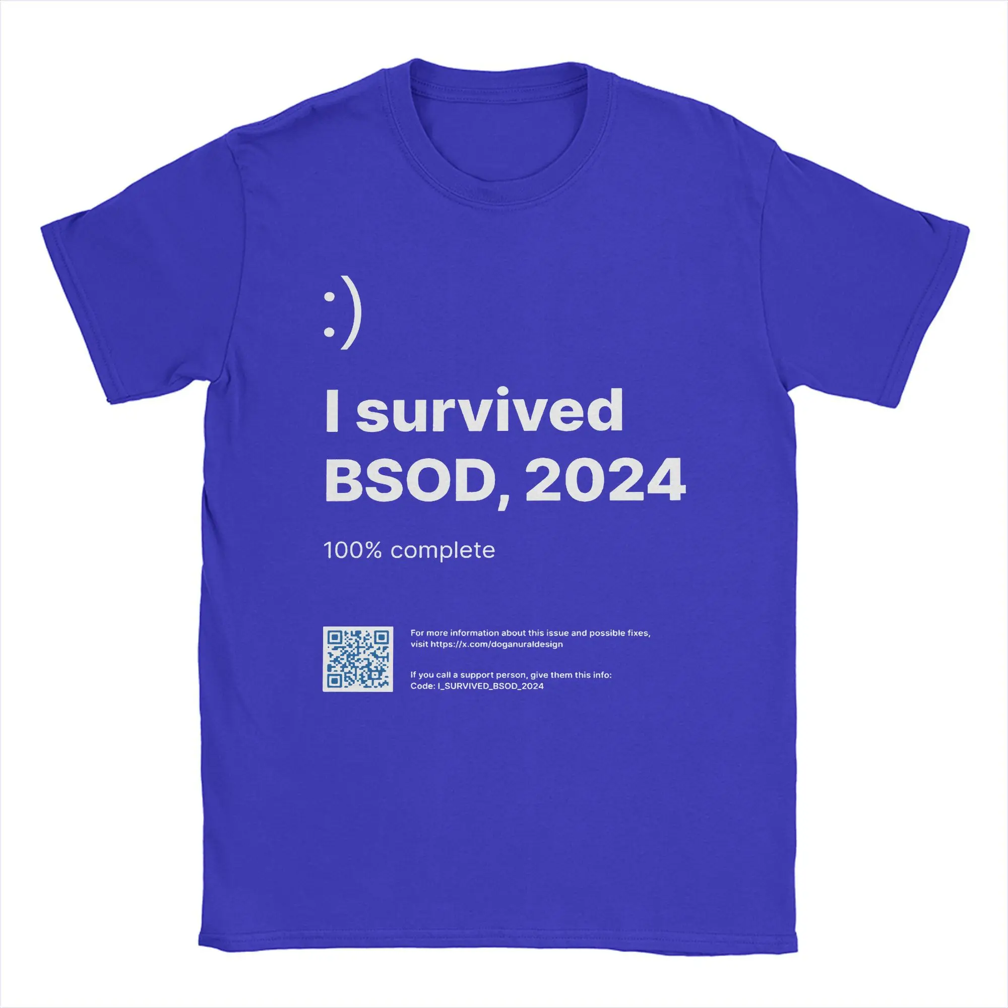 Футболка мужская хлопковая с круглым вырезом и надписью I Survival BSOD 2024