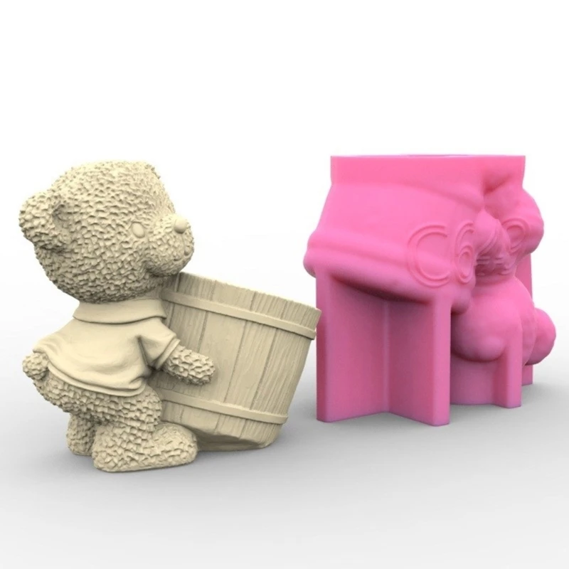 Милый медведь форма для цветочных горшков эпоксидной смолы держатель ручки