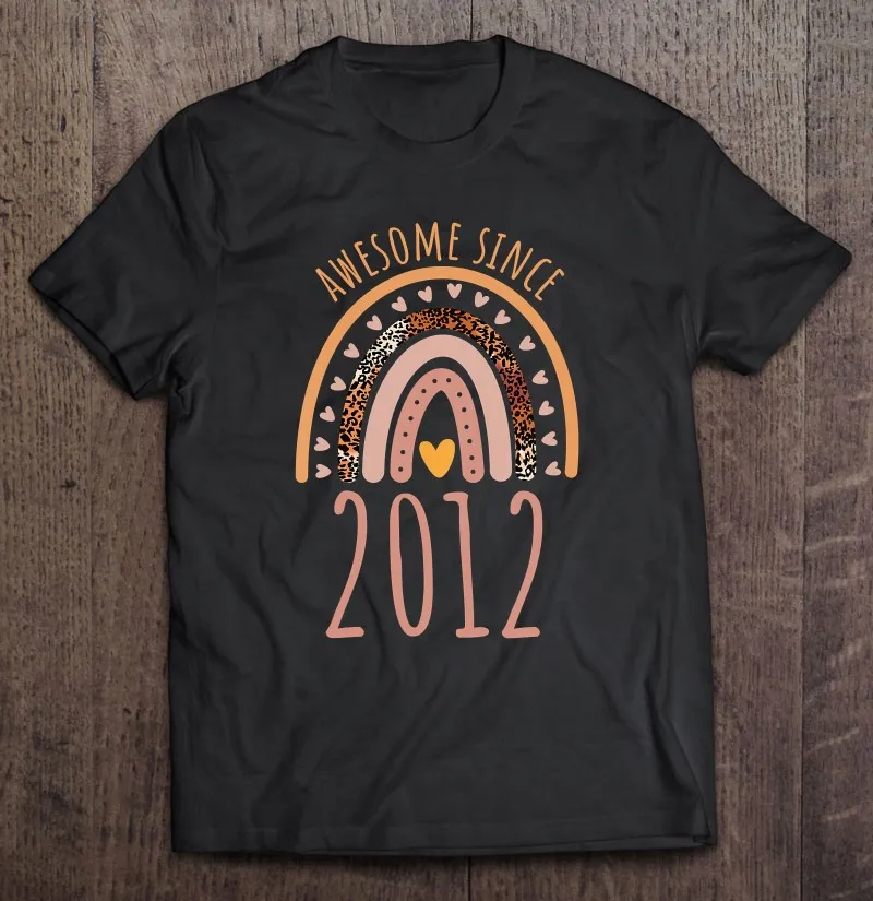 

Детская Винтажная футболка с леопардовым принтом в стиле бохо, радужной расцветкой, для девочек, на 10-й день рождения, для мужчин и женщин, в ...