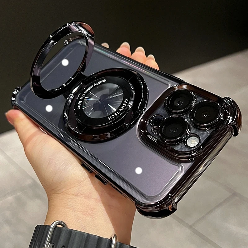 Прозрачный Магнитный чехол-бампер для iPhone 11 12 13 14 15 16 Pro Max Plus X XR XS