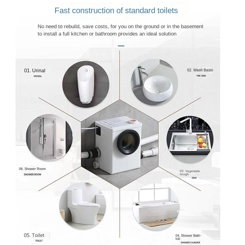 500 Вт бытовой полностью автоматический подъемник сточных вод дробление туалета