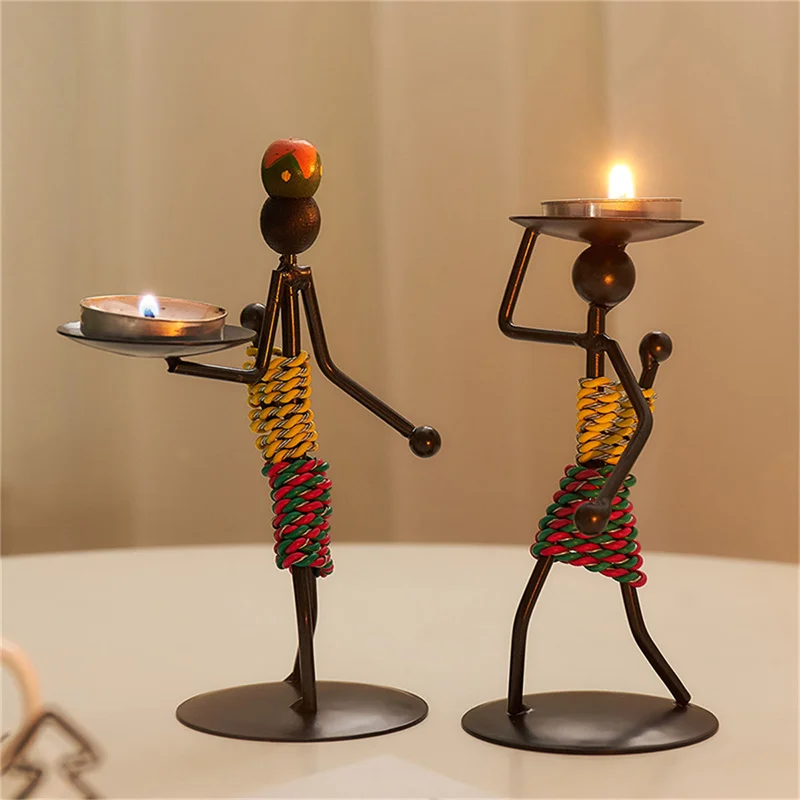 

New Vintage African Candlesticks Metal Candle Holder Home Decor Ornaments For Candles Christmas Decoration Wedding Centerpieces