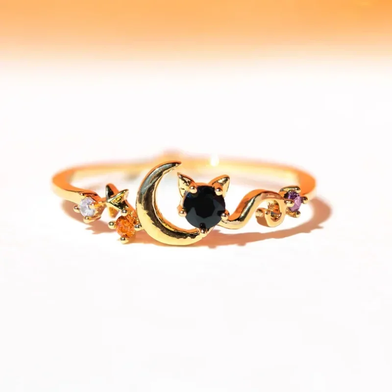 Регулируемое кольцо из черного/Красного фианита с фианитом