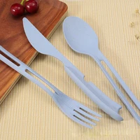wheat straw knife fork spoon three in one portable eco friendly picnic travel cutlery student dinnerware set