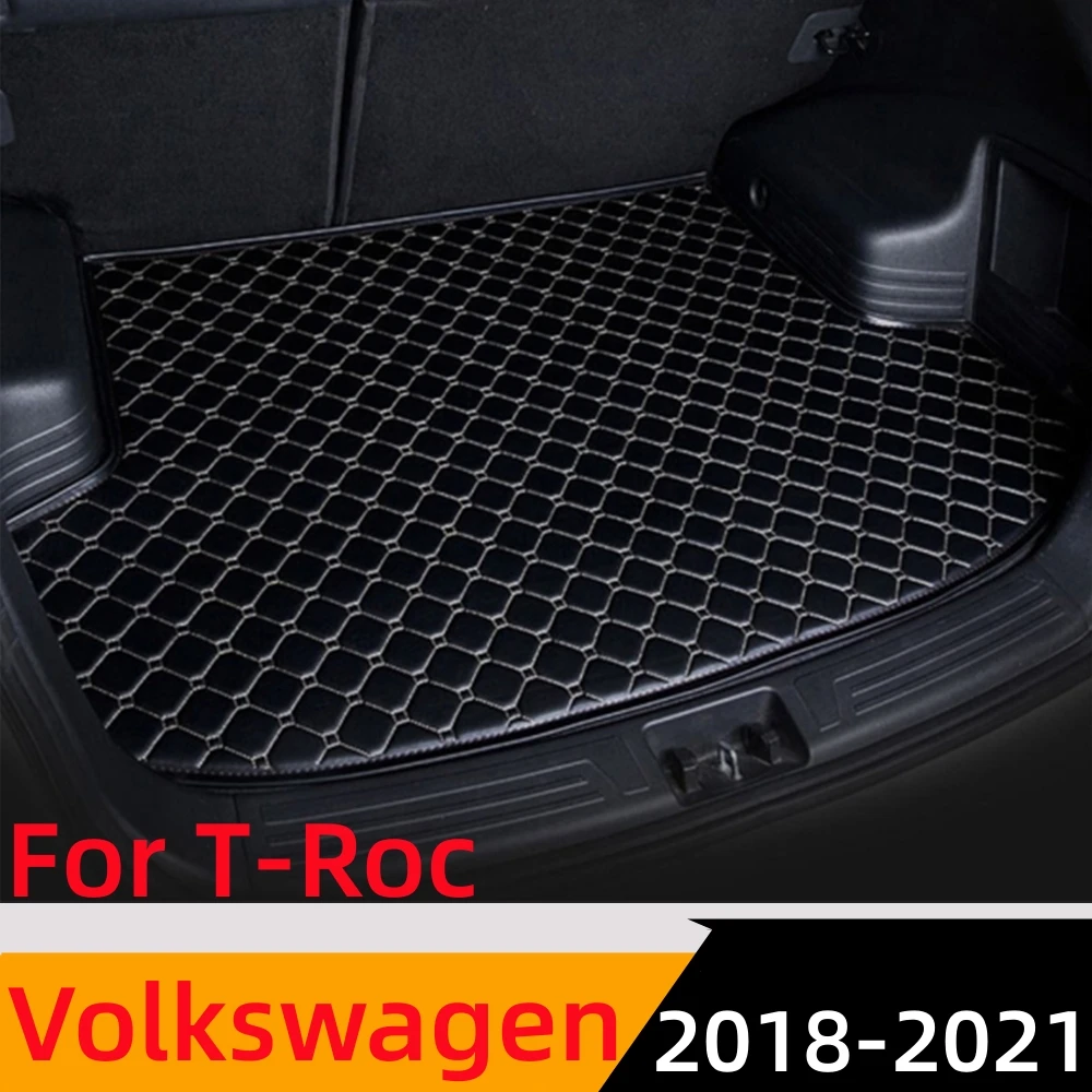 Sinjayer Car Trunk Mat Waterproof AUTO Tail Boot Carpet Flat Side Cargo Pad Liner Fit For Volkswagen VW T-Roc 2018 2019-2021