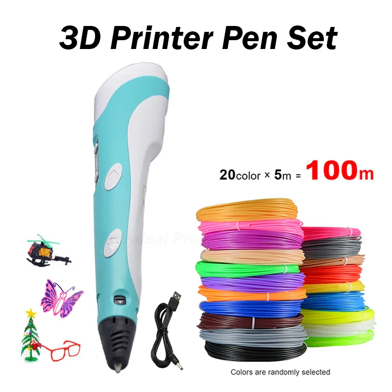 3D Printer Pen Screen DIY 3 D Printing 20m ABS Filament Set Creative Toy Designer Kids Drawing s Gifts Christmas Birthday