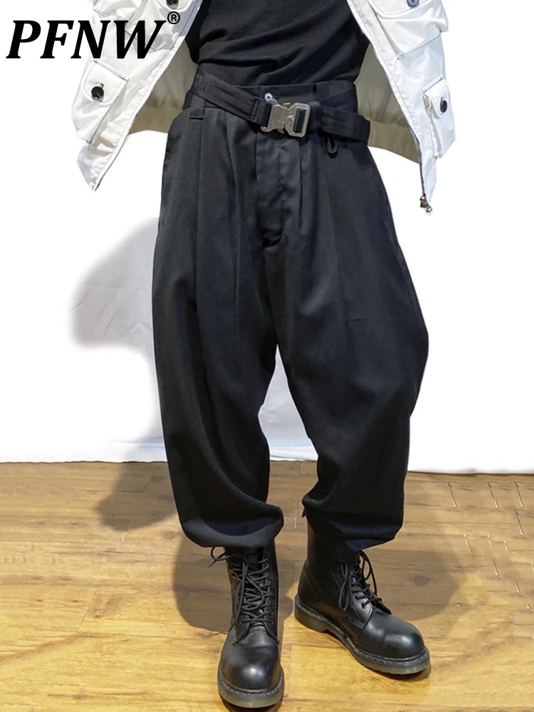 

PFNW Darkwear Designer Wool Function Loose Legged Casual Pants Men's Fashion Tide Retro Niche Solid Techwear Pants 12A4393