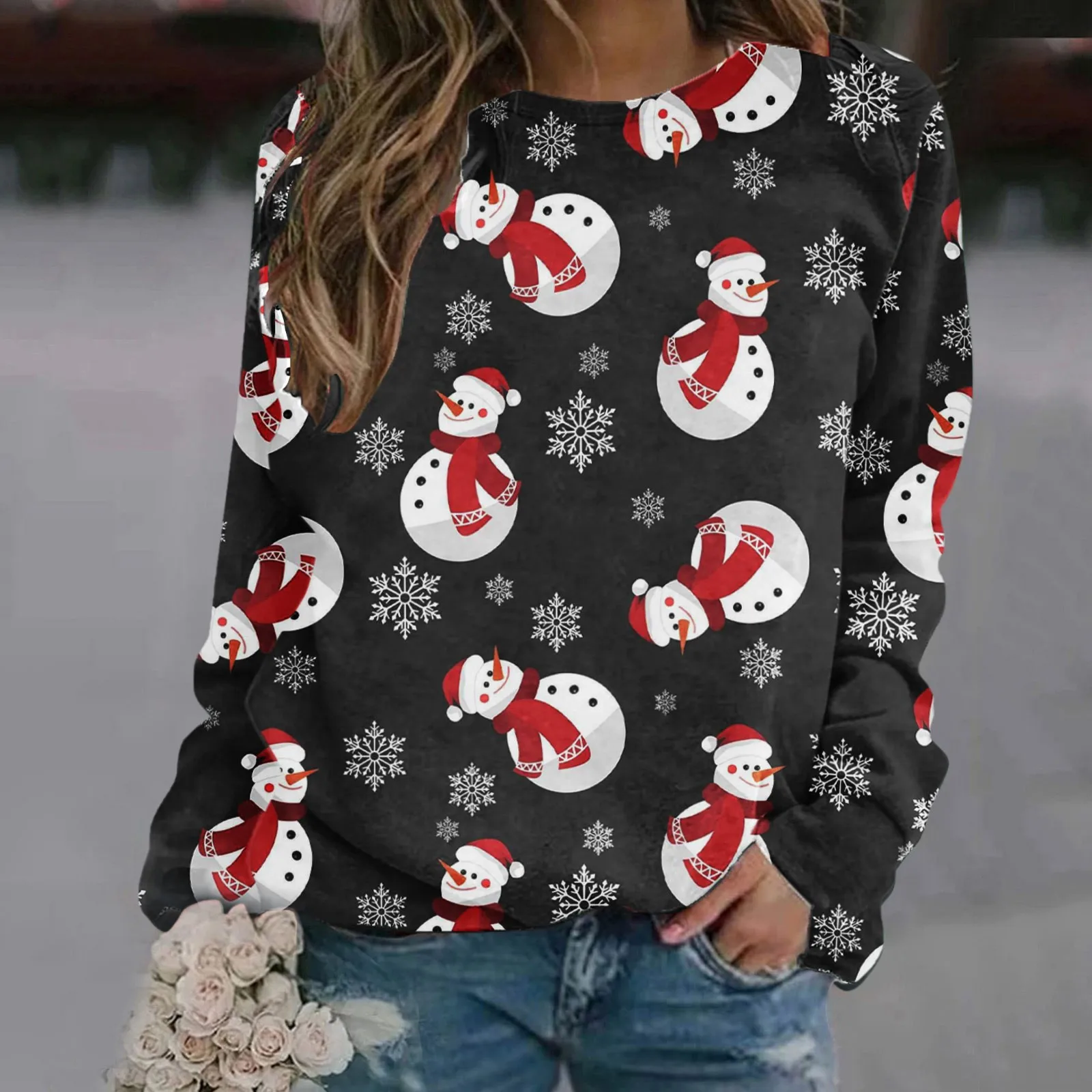 

Женский осенне-зимний Повседневный свитер с длинным рукавом и круглым вырезом