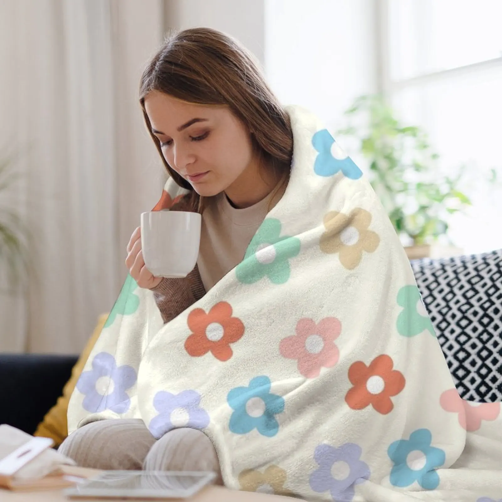 Винтажное одеяло с изображением цветов в стиле манга модные диваны для дивана