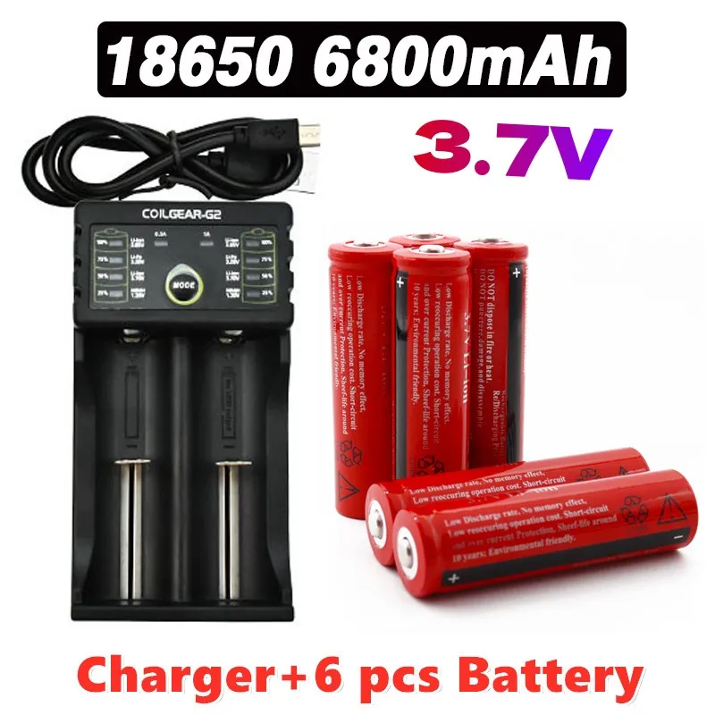 

2023 18650 recharable battery 3.7V 6800 mAh 18650 rechargeable lithium-ion battery 3.7V for LED flashlights