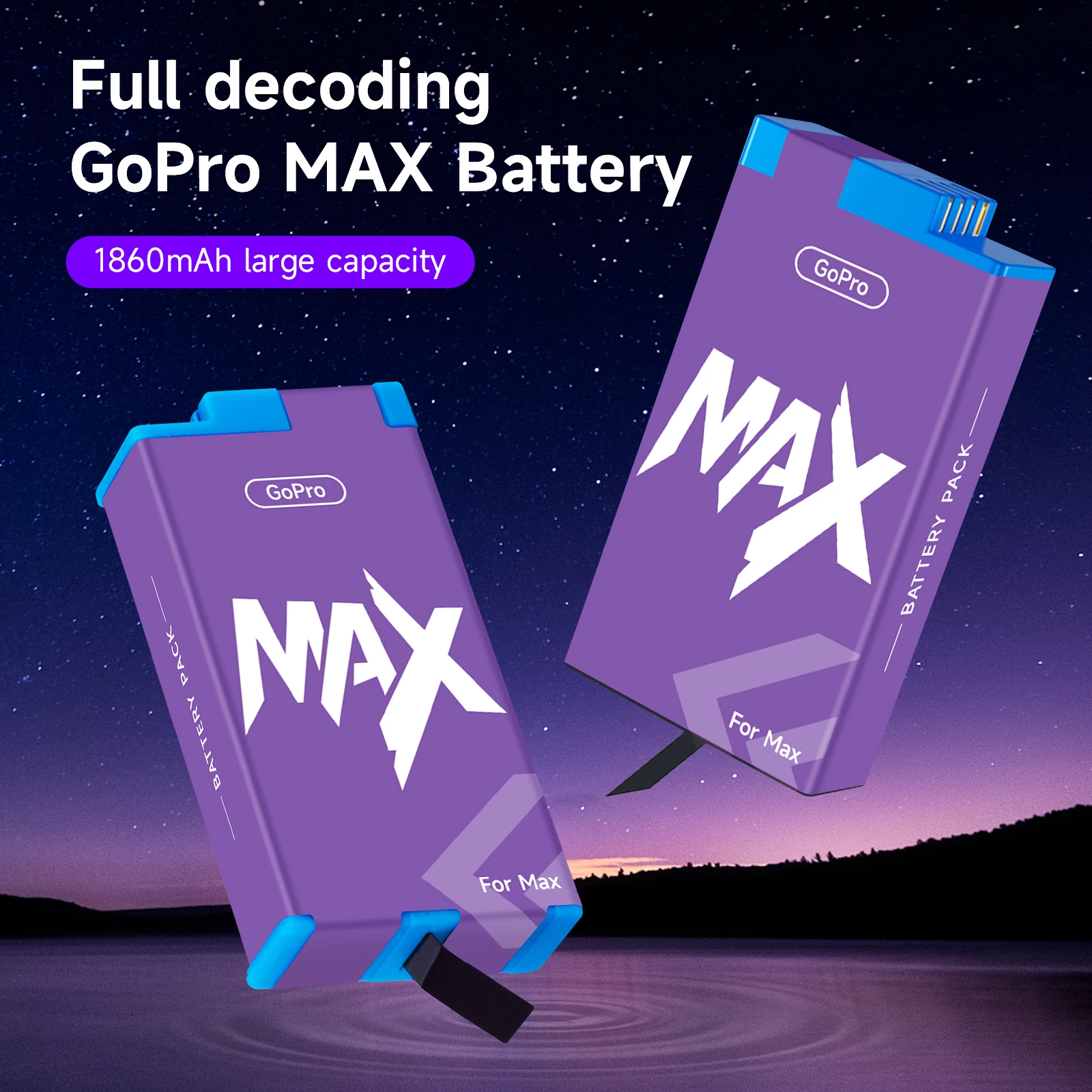 Фото Аккумулятор для камеры Go Pro Max GOPRO Hero MAX 360 со светодиодным зарядным устройством для GoPro Max 360, панорамный аккумулятор для камеры движения, аксессуары №2