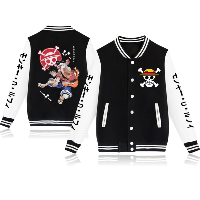 

2022 One Piece Luffy Bomber Jackets Women Men's Couple Baseball Jacket Coat Autumn Streetwear