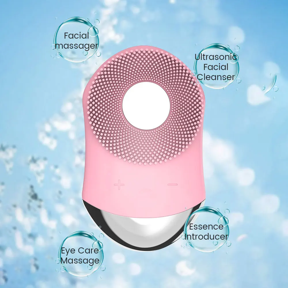 

Mini Electric Facial Cleansing Brush Silicone Ultrasonic Cleaner Deep Pore Cleaning Skin Face Cleaning Brush Device USB Recharge