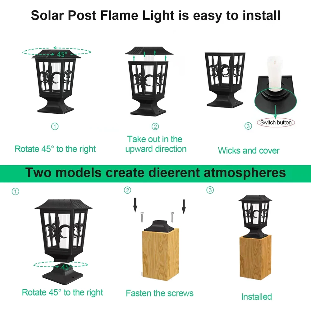 2 упаковки солнечных фонарей светодиодная лампа с мерцающим пламенем для
