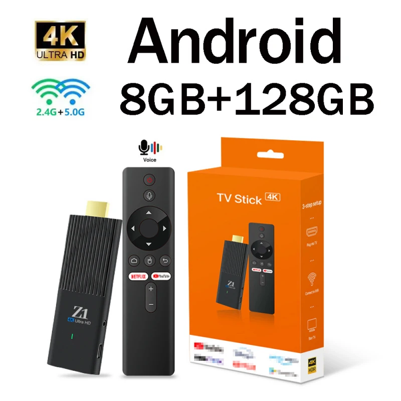 Фото ТВ-приставка 8ГБ 128ГБ Android 10 Allwinner H313 Quad Core 4G WiFi HD 4K Z1 Stick Smart Media Player BT5.0 Голосовой пульт дистанционного управления IPTV №1