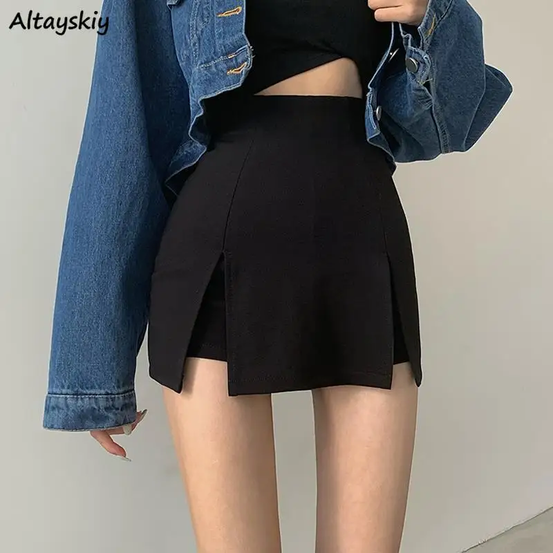 

Skirts Women Black Fashionable Bodycon Ins All-match Streetwear Summer Female Asymmetrical Mini Sexy Korean