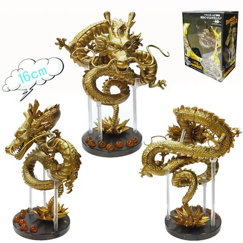 

16Cm Dragon Ball Anime Gold Color Cyan Shenron Model Decoration PVC Figurine Doll Dragon Doll Toy Decoration Birthday Gift