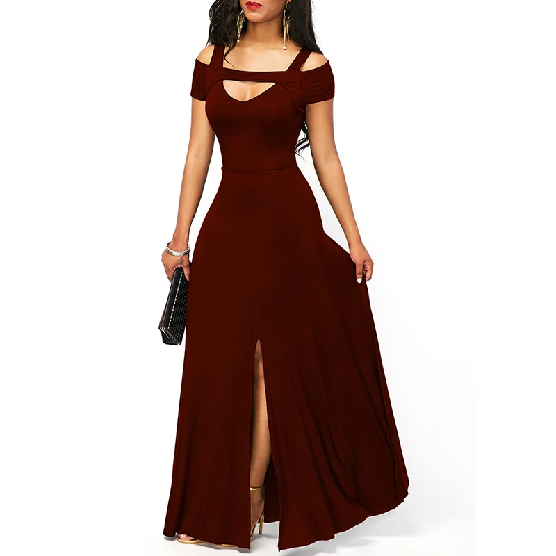 

Sexy Off Shoulder Beach Summer Dress Sundresses Vintage Party Maxi Dress Robe Femme Spaghetti Straps Split Long Dresses Vestido