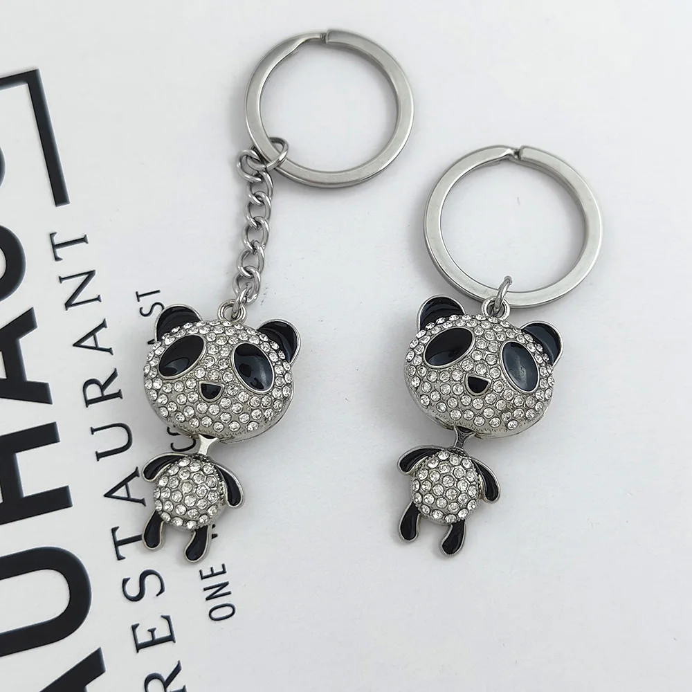 

Cute Panda Keychains Crystal Cartoon Kids Doll Toy Key Chians Girls Bag Pendant Figure Charm Animal Key Chains Accessories Gift